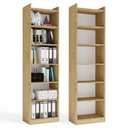 REGAŁ RIMINI SZAFKA 50CM 7 PÓŁEK DO BIURA SALONU DĄB ARTISAN