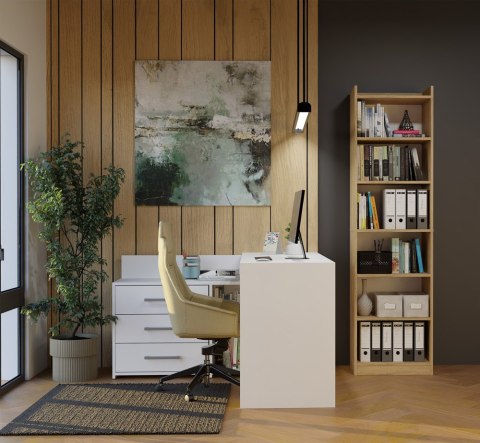 REGAŁ RIMINI SZAFKA 50CM 7 PÓŁEK DO BIURA SALONU DĄB ARTISAN