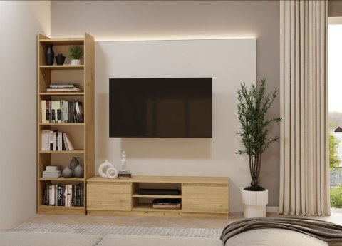 REGAŁ RIMINI SZAFKA 50CM 7 PÓŁEK DO BIURA SALONU DĄB ARTISAN