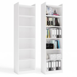 REGAŁ RIMINI SZAFKA 50CM 7 PÓŁEK DO BIURA SALONU BIAŁY MAT