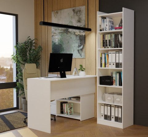 REGAŁ RIMINI SZAFKA 50CM 7 PÓŁEK DO BIURA SALONU BIAŁY MAT