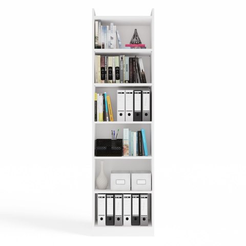 REGAŁ RIMINI SZAFKA 50CM 7 PÓŁEK DO BIURA SALONU BIAŁY MAT