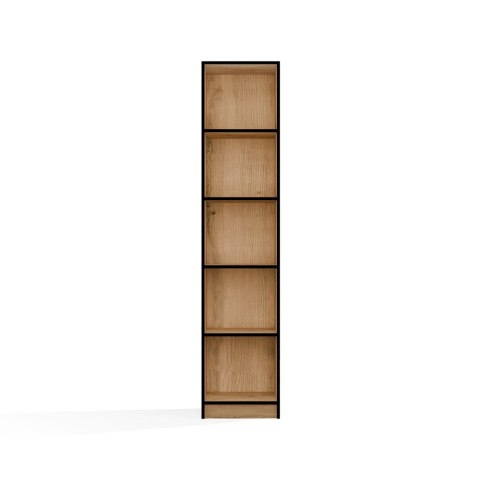REGAŁ SZAFKA 40CM DO BIURA SALONU 5 PÓŁEK DĄB ARTISAN / CZARNE OBRZEŻA