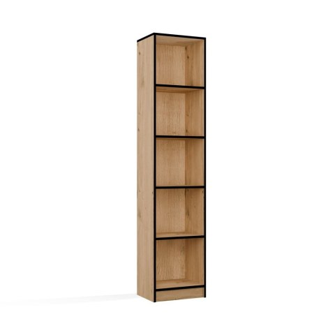 REGAŁ SZAFKA 40CM DO BIURA SALONU 5 PÓŁEK DĄB ARTISAN / CZARNE OBRZEŻA