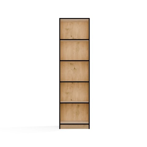 REGAŁ SZAFKA 50CM DO BIURA SALONU 5 PÓŁEK DĄB ARTISAN / CZARNE OBRZEŻA