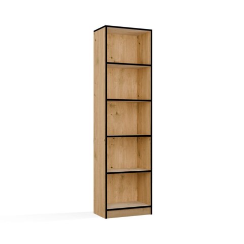 REGAŁ SZAFKA 50CM DO BIURA SALONU 5 PÓŁEK DĄB ARTISAN / CZARNE OBRZEŻA