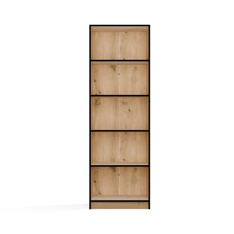 REGAŁ SZAFKA 60CM DO BIURA SALONU 5 PÓŁEK DĄB ARTISAN / CZARNE OBRZEŻA
