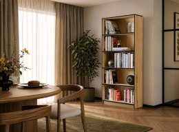 REGAŁ SZAFKA 80CM DO BIURA SALONU 5 PÓŁEK DĄB ARTISAN / CZARNE OBRZEŻA