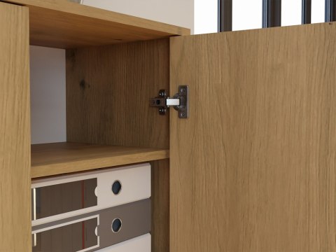 REGAŁ ZAMYKANY OLIV 8 PÓŁEK DO SALONU BIURA POKOJU DĄB ARTISAN
