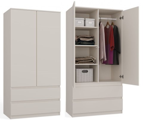 SZAFA DWUDRZWIOWA MALWA 90CM 2 SZUFLADY KOLOR: KASZMIR